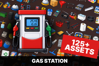 Gas Station Convenience Store Fuel Service Management Icons Pack