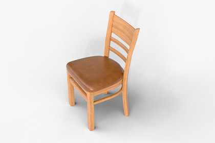 Wooden Dining Chair with Leather Cushion – Game Ready 3D Model