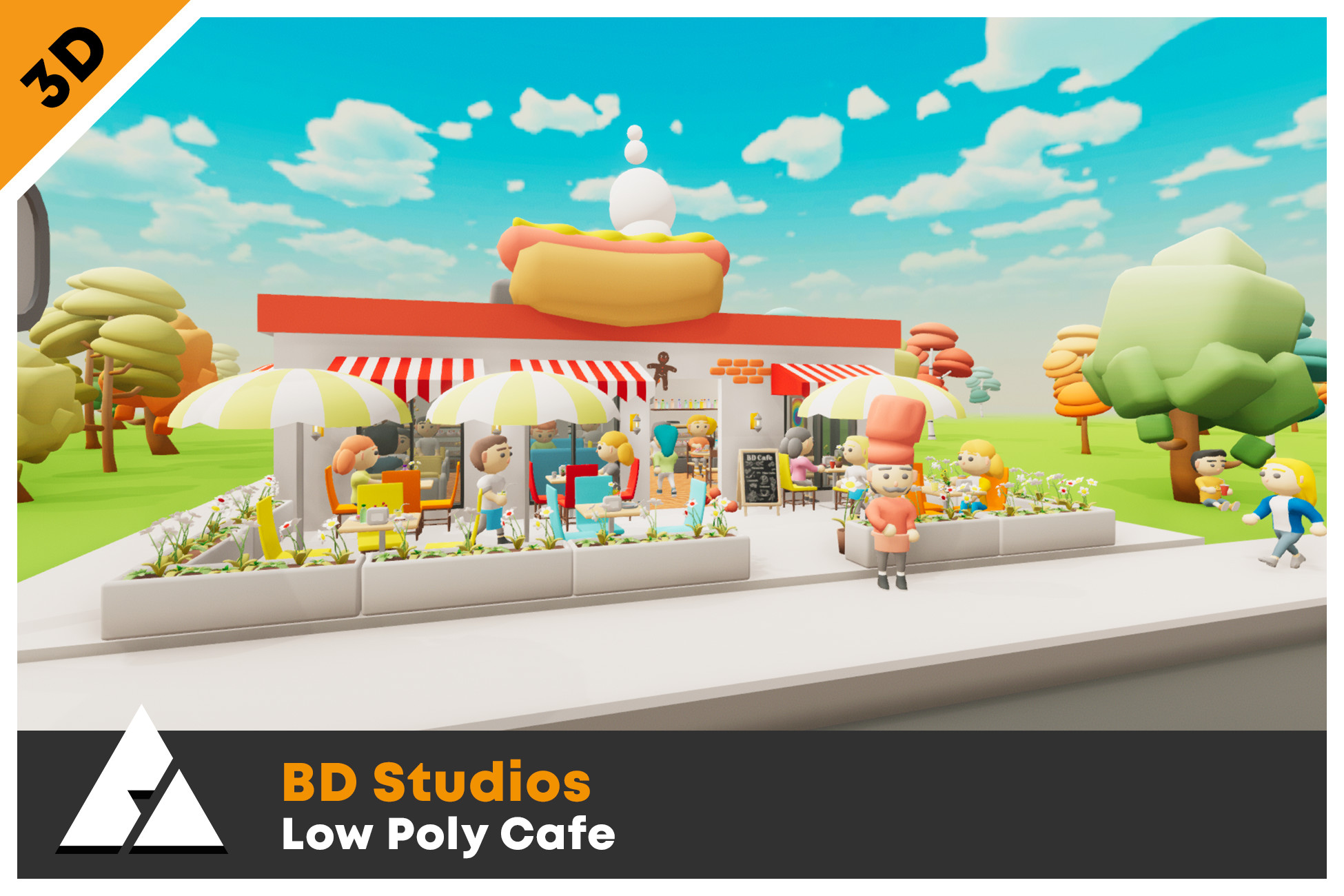 Low Poly Cafe Pack by BD Studios | 3D 环境 | Unity Asset Store