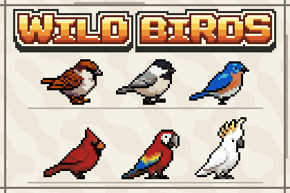 Wild Birds - Animated Pixel Art Birds