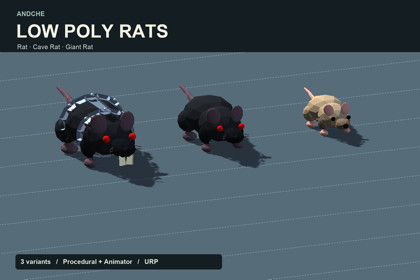 Low Poly Rats - Procedural & Animated