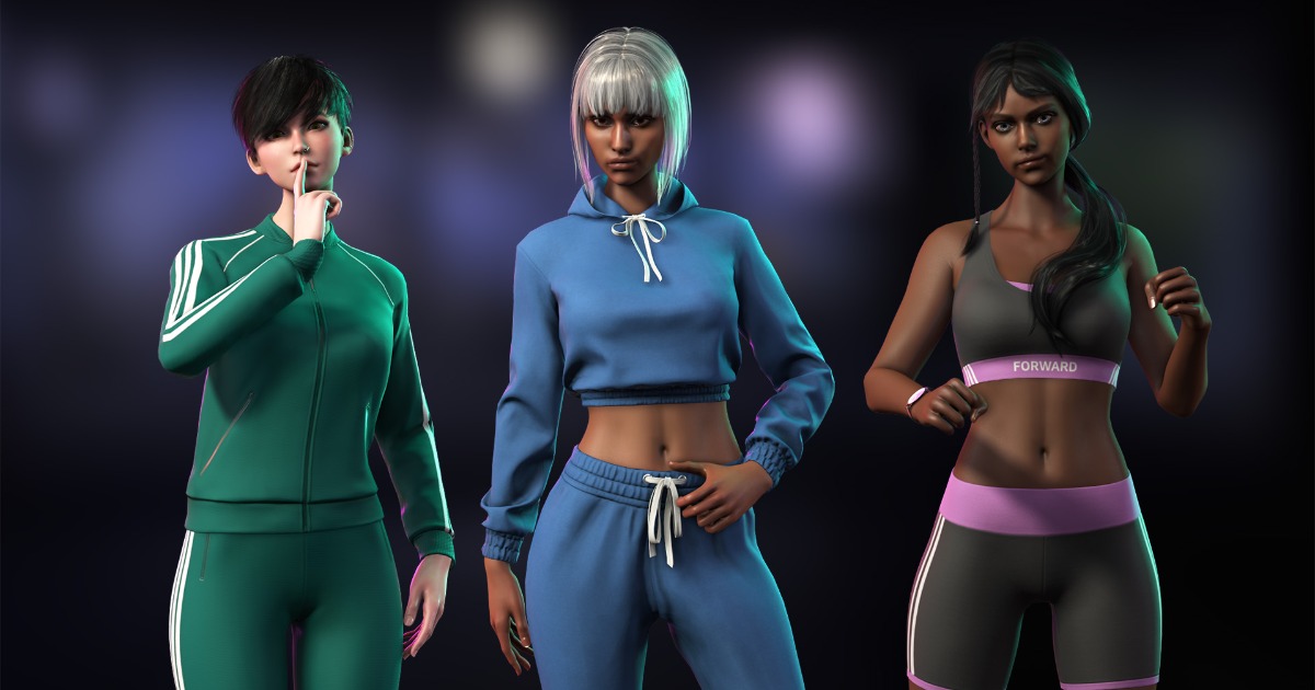 Sportswear Girls Pack - Modern Realistic Stylized Casual Woman ...