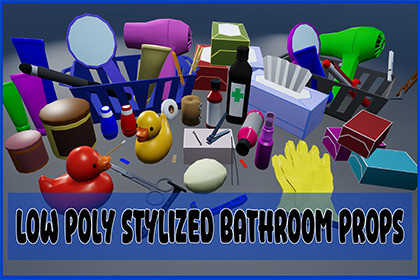Low Poly Stylized Bathroom Props