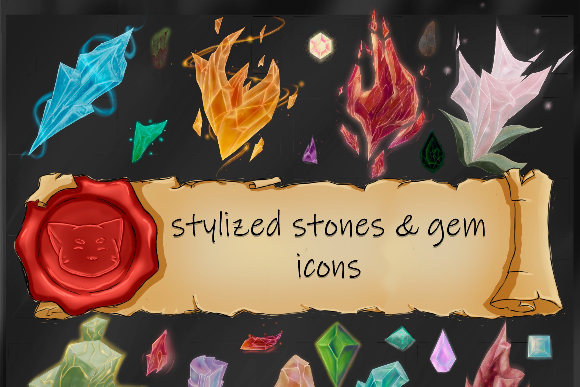 2D Stylized Stones & Gems Icons | 2D Icons | Unity Asset Store
