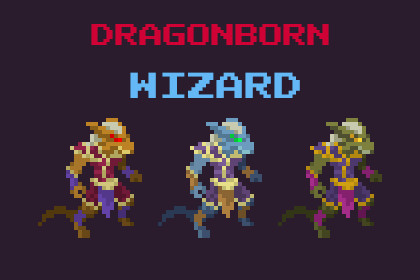 Dragonborn Wizard- Top Down Pixel Art Character Assets