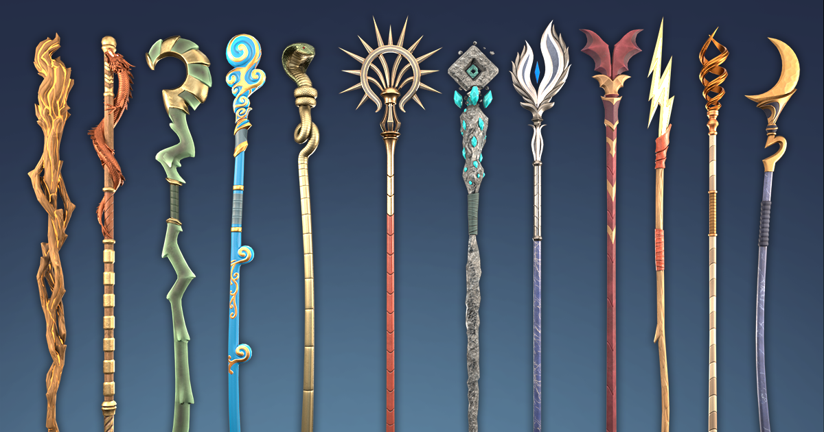 Magic Wizard Staffs- Fantasy RPG Weapons Pack | 3D Weapons | Unity ...