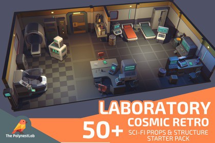 Low Poly Sci-Fi Laboratory / Cosmic Retro