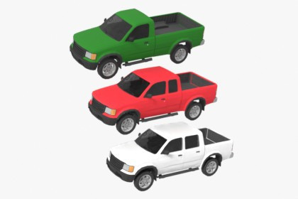Low-poly generic pickup cars