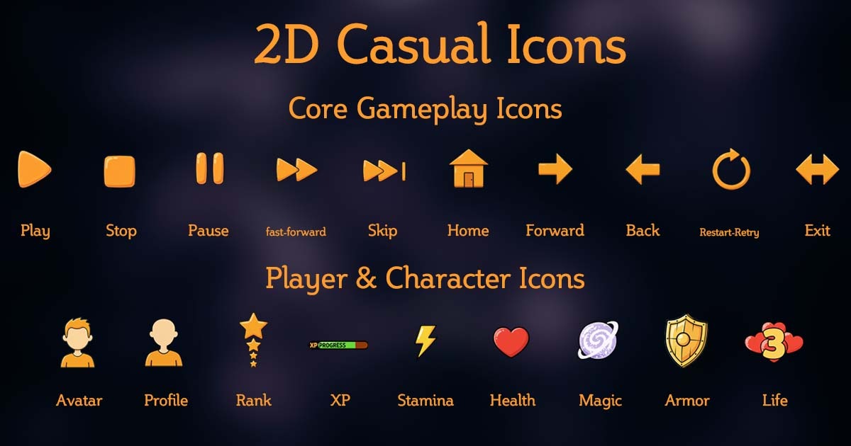 Icons Pack - 2D Casual Style | 2D Icons | Unity Asset Store