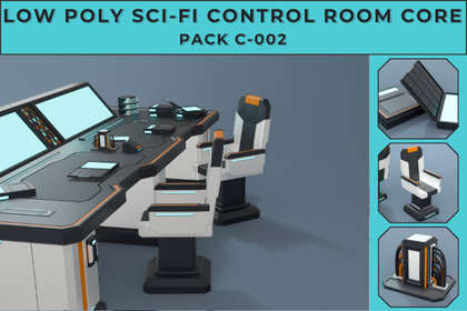 Low Poly Sci-Fi Control Room Core Pack C-002