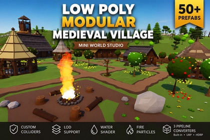 Low Poly Modular Medieval Village - Mini World Studio