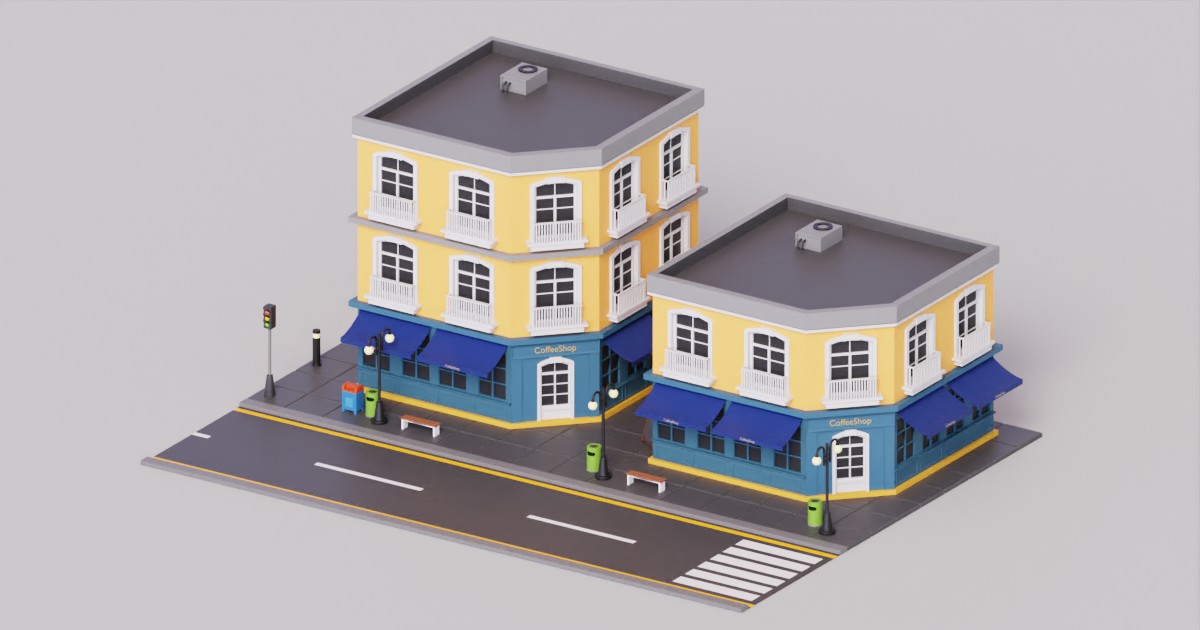 Low Poly Corner Building Deli Shop | 3D 環境 | Unity Asset Store
