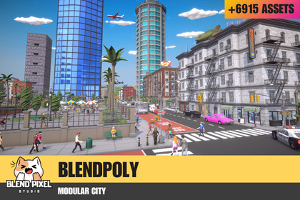 BlendPoly Modular City - Low Poly Assets