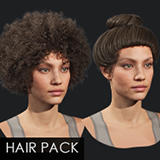 Realistic female hairstyles, pack #1 | Rigged hair, game-ready, low-poly