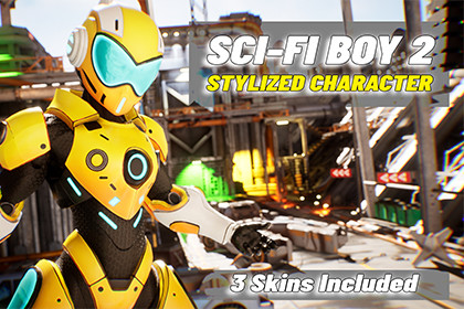 Stylized Sci-Fi Boy 2 Character (3 Skins)