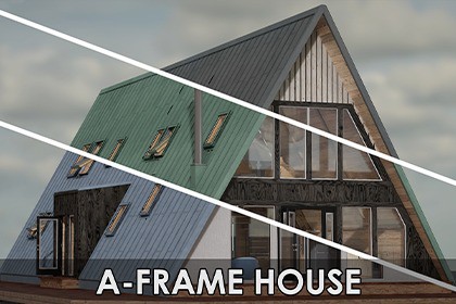 Modular A-frame House (Interior and exterior) A-frame Cabin Wooden