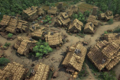 Stylized fantasy pagan village