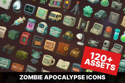 Zombie Apocalypse Icons Pack Survival Medical and Post Apocalyptic Assets