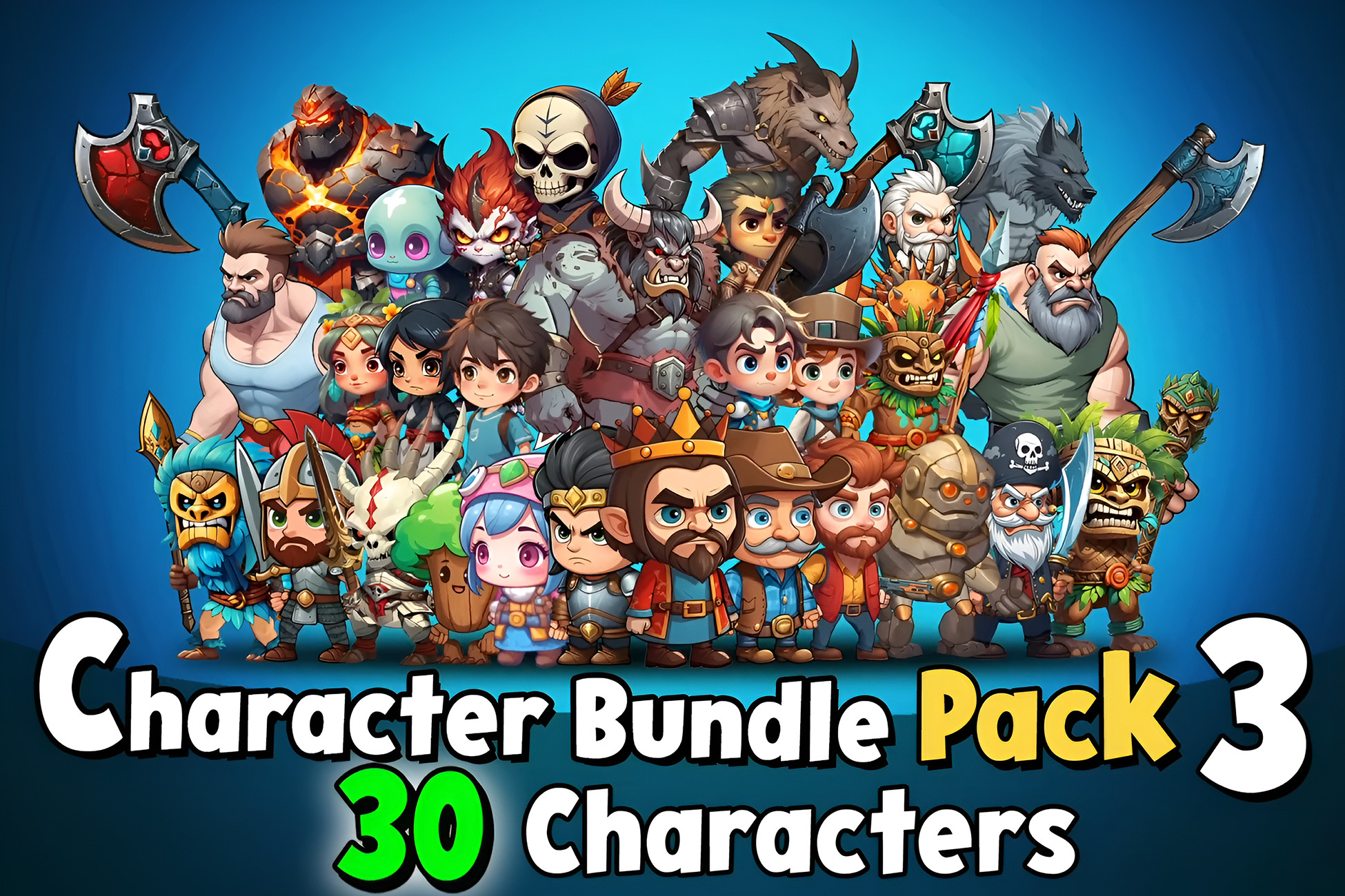 Unity Characters Free Character Bundle Pack 3 - 30 Characters | 2D Characters | Unity Asset Store
