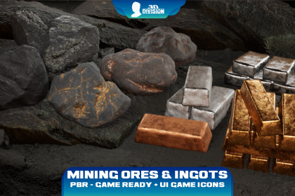 Mining Ores & Ingots Pack – PBR Game Ready
