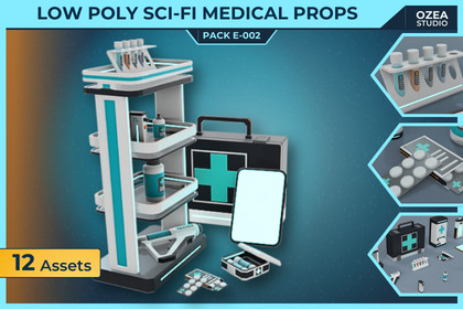 Low Poly Sci-Fi Medical Tools Pack E-002
