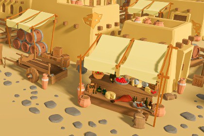 Low Poly Desert Village & Market Pack
