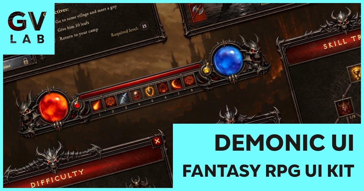 Unity Rpg Kit Demonic UI - Fantasy RPG UI Kit | 2D GUI | Unity Asset Store
