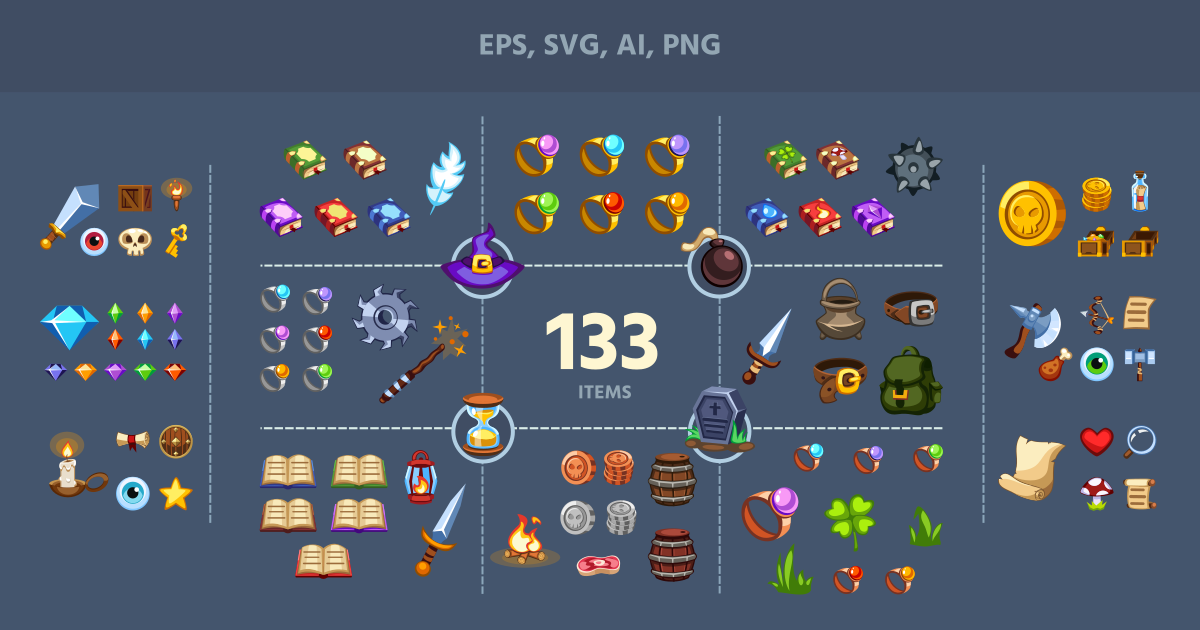 Unity Items Fantasy Game Items | 2D Environments | Unity Asset Store