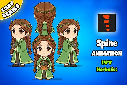 Ivy Herbalist 2D Animated Spine Character (Cozy Series)