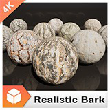 Realistic Tree Bark Materials - Customizable 4K PBR Shader Bundle Vol.04