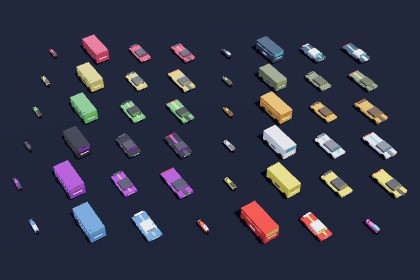 3D City Cars - 47 Low Poly Rigged Cars & Vans