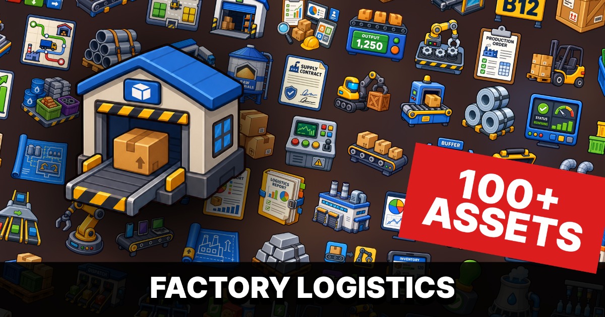 Factory Logistics Warehouse Production Automation Icons Pack by Neprosto Assets