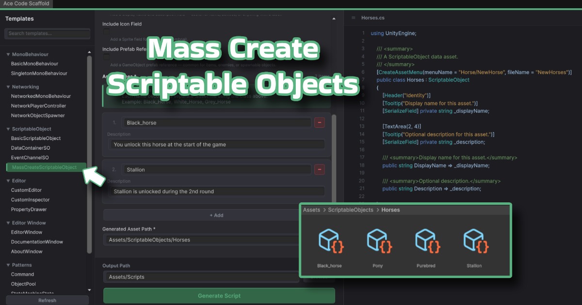 C# Code Generator | Templates, Mass SO Creation & Folder Styles | 유틸리티 ...