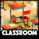 Low Poly Modular Classroom – Full