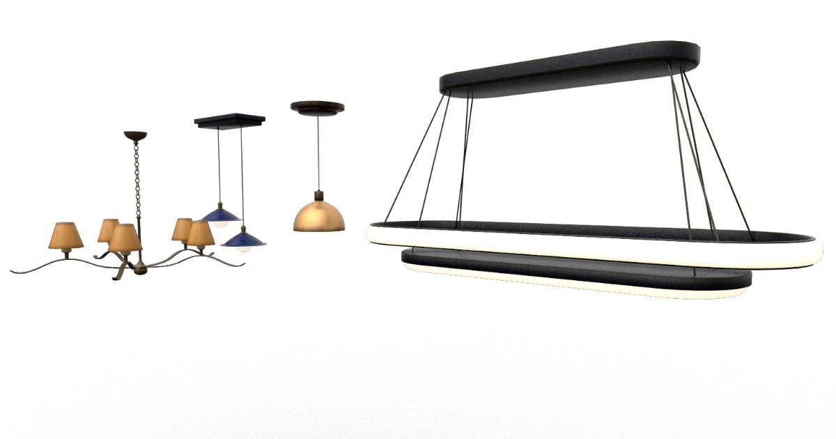 Modern Lighting Kit - Low Poly Chandelier & Lamp Set | 3D Furniture ...