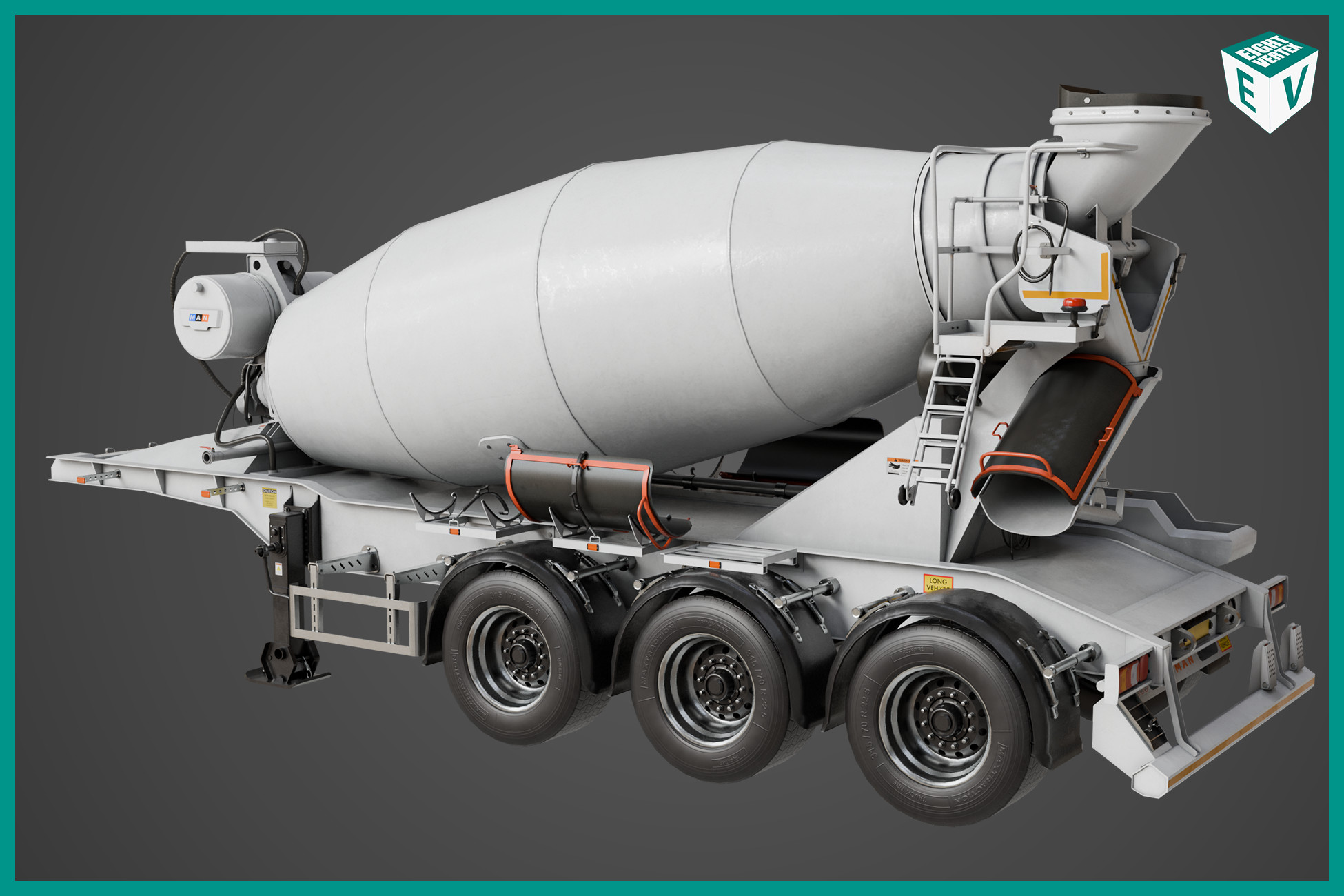 Concrete Mixer White Trailer URP HDRP Textures | 3D Land | Unity Asset ...