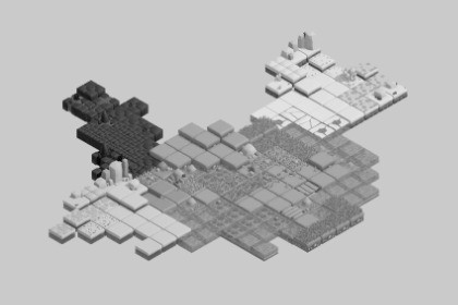 65 Isometric Tileset 3D - Black and White