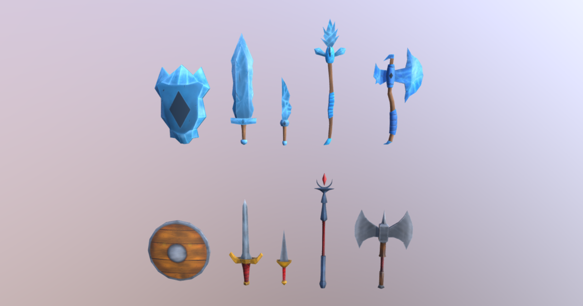 Hand Painted Weapon Set For Mobile | 3D Weapons | Unity Asset Store