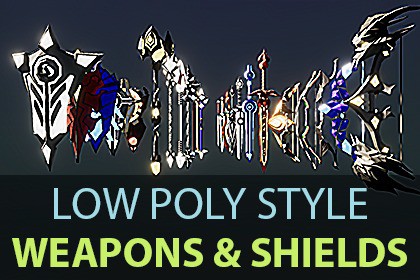 Low Poly Style Weapons & Shields