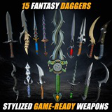 Stylized Fantasy Dagger Pack – 10 GameReady Weapons
