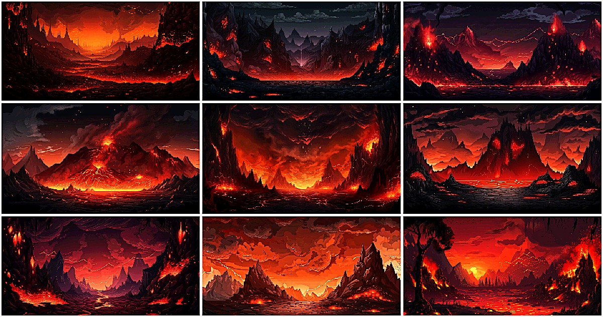 BACKGROUND - Pixel Volcano 1 | 2D Environments | Unity Asset Store