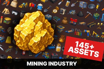 Mining Industry Quarry Excavation Heavy Machinery Equipment Icons Pack