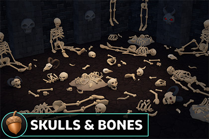 Low Poly Skulls & Bones Pack