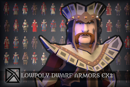 Lowpoly Dwarfs Modular Armors Ex2 - MEDIEVAL FANTASY SERIES