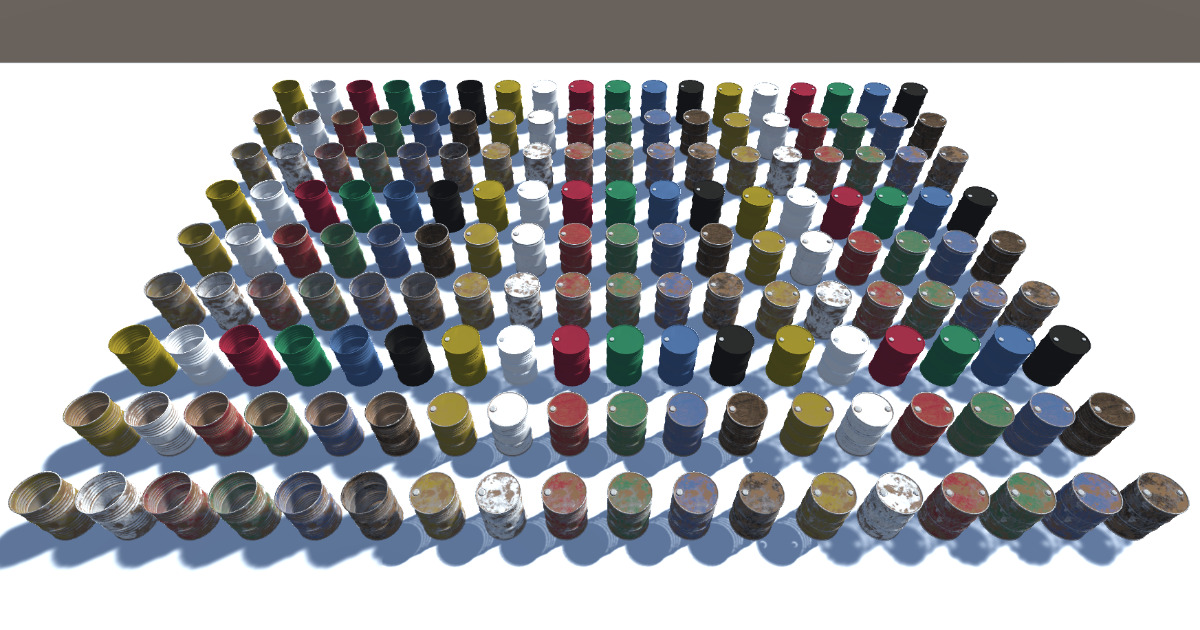 Unity Metal Color Chart Metal Barrel Variety Pack | 3D 소품 | Unity Asset Store