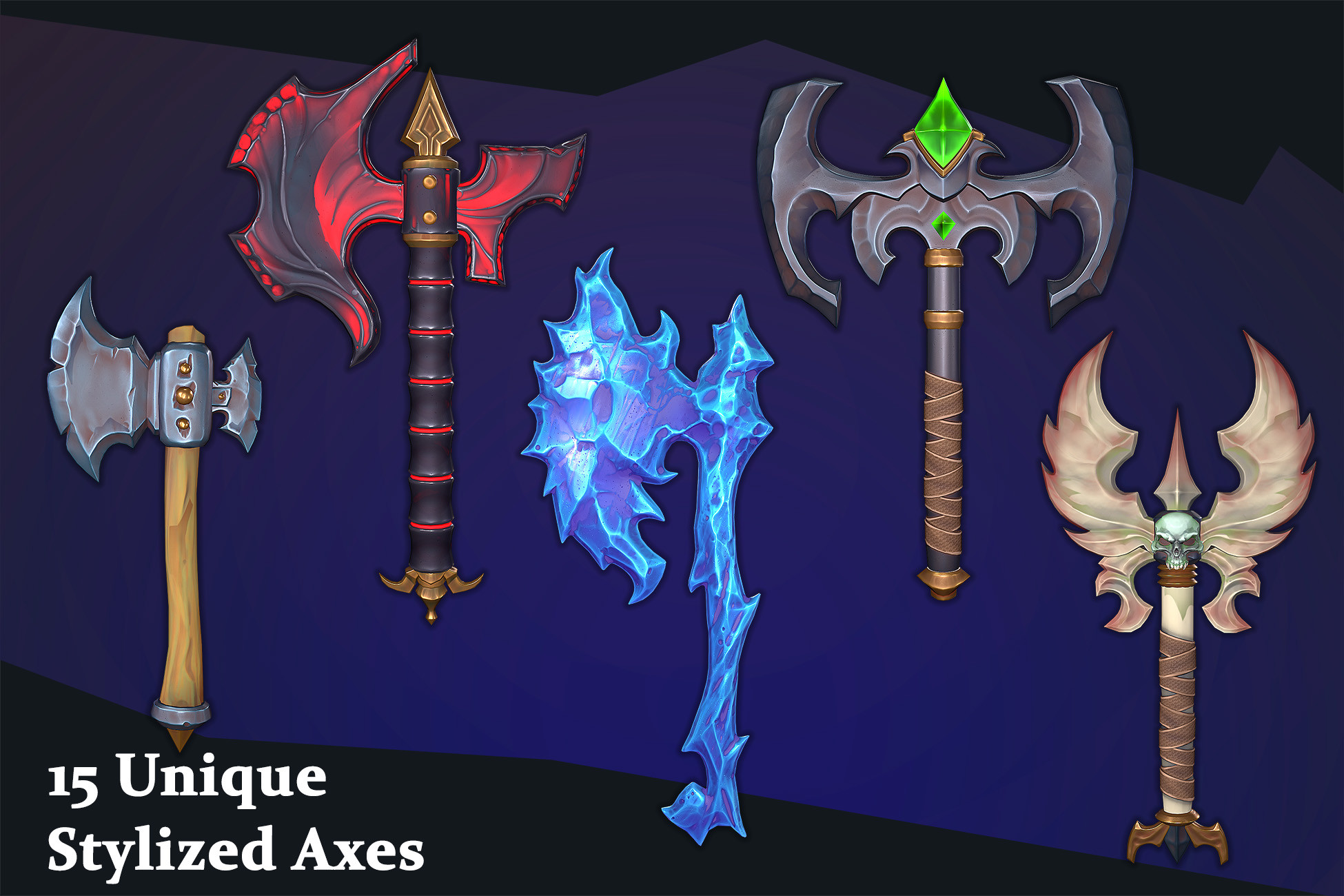 15 Stylized Axes | 3D Weapons | Unity Asset Store