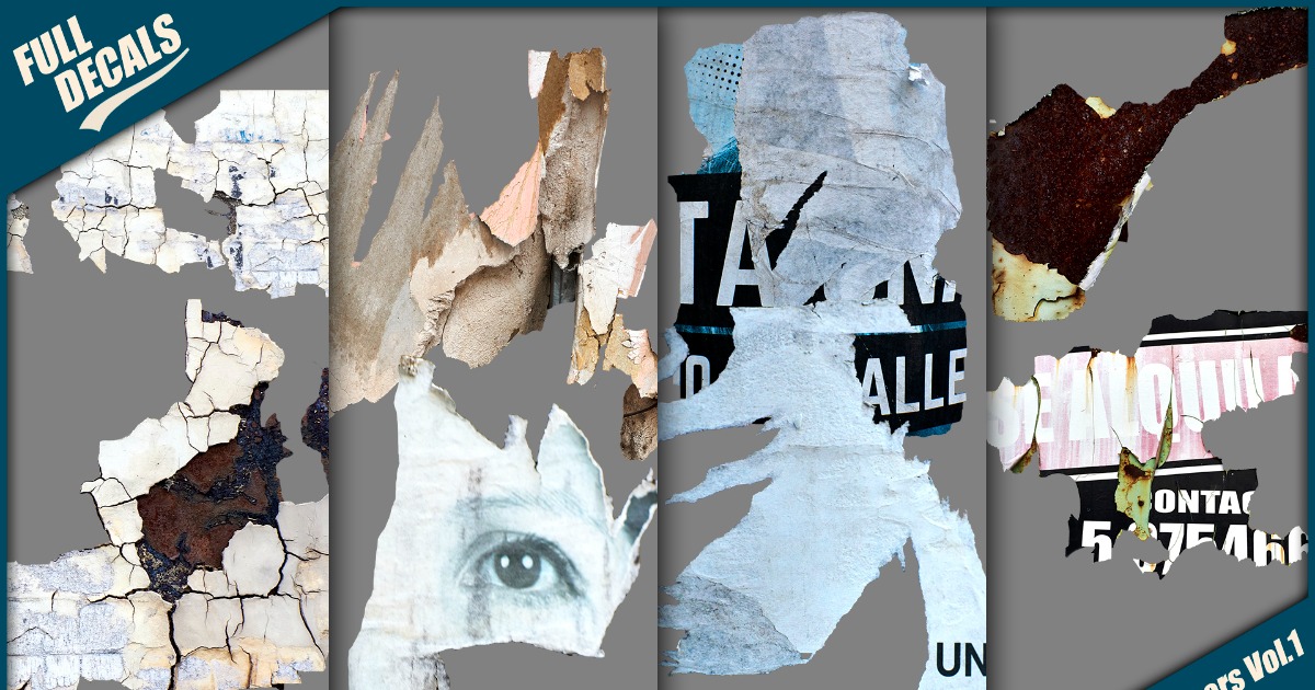Papers decals Vol. 1 | 2D Textures & Materials | Unity Asset Store