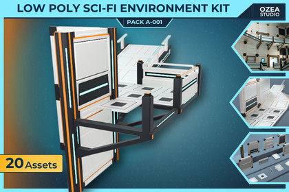 Low Poly Sci-Fi Modular Environment Pack A-001+
