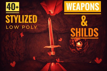 Emberfall – 40 Stylized Low Poly Weapons & Shields