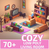 Low Poly Living Room Pack (71 Models) - Cozy Interior Furniture & Props